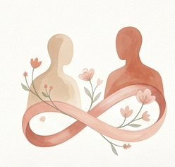 A soft illustration symbolizing couples therapy and emotional connection.