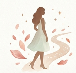 A soft illustration symbolizing women navigating life decisions.
